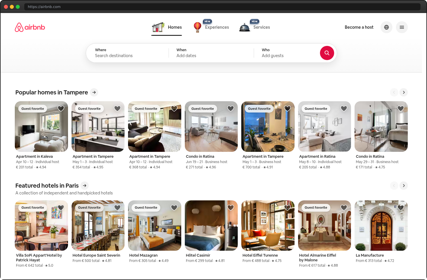 Screenshot of airbnb.com
