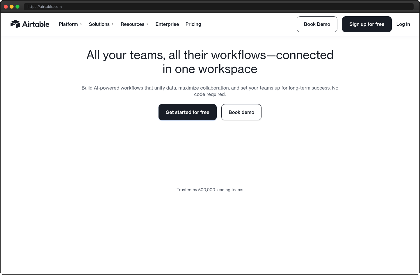 Screenshot of airtable.com