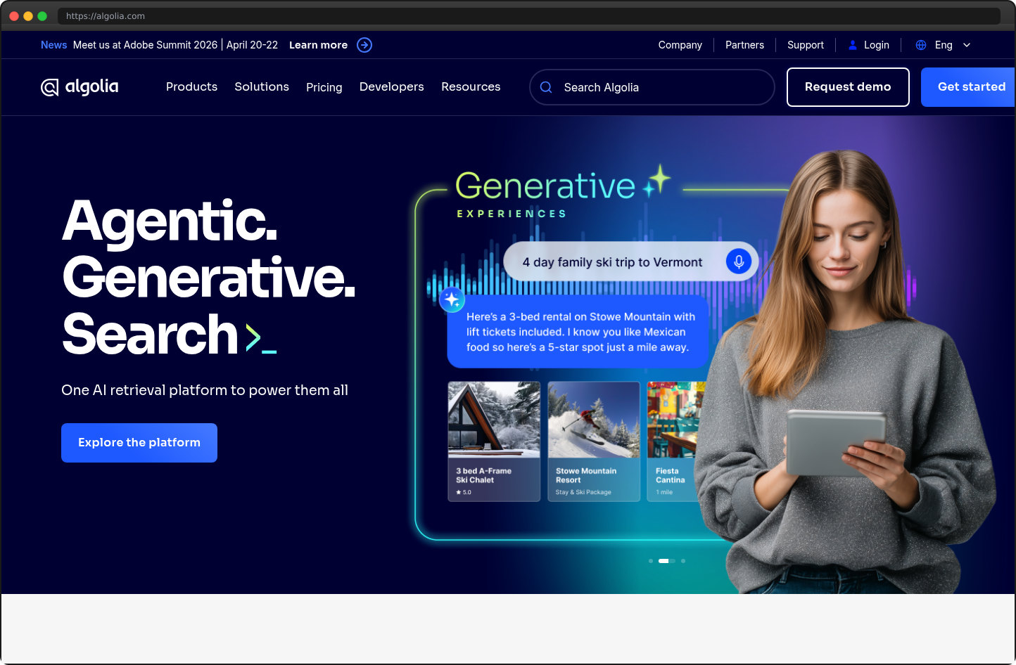 Screenshot of algolia.com
