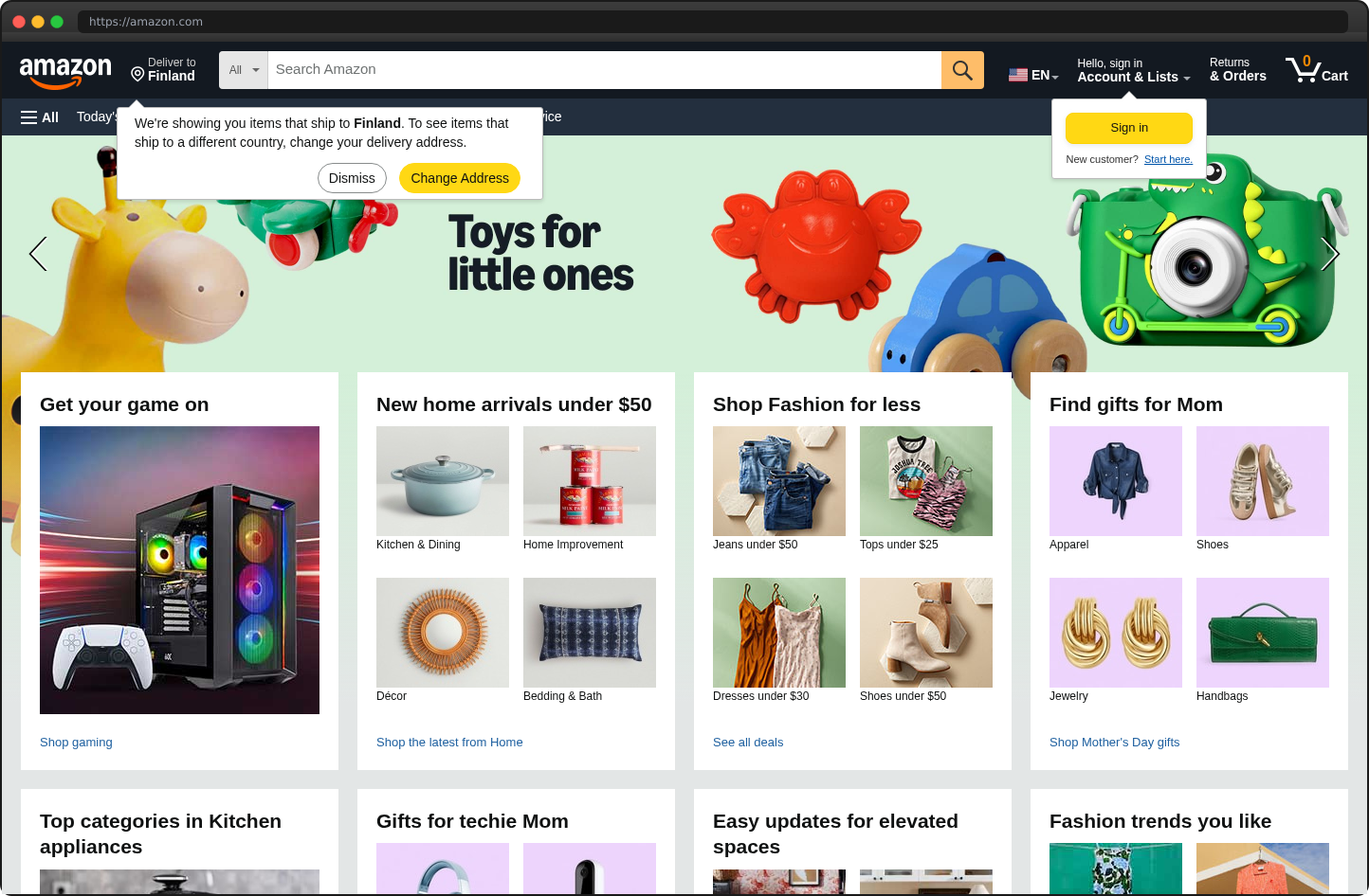 Screenshot of amazon.com
