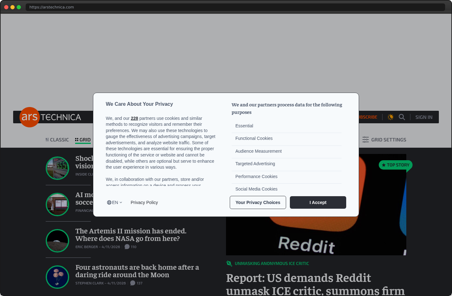Screenshot of arstechnica.com
