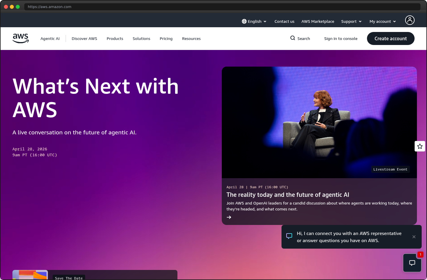 Screenshot of aws.amazon.com