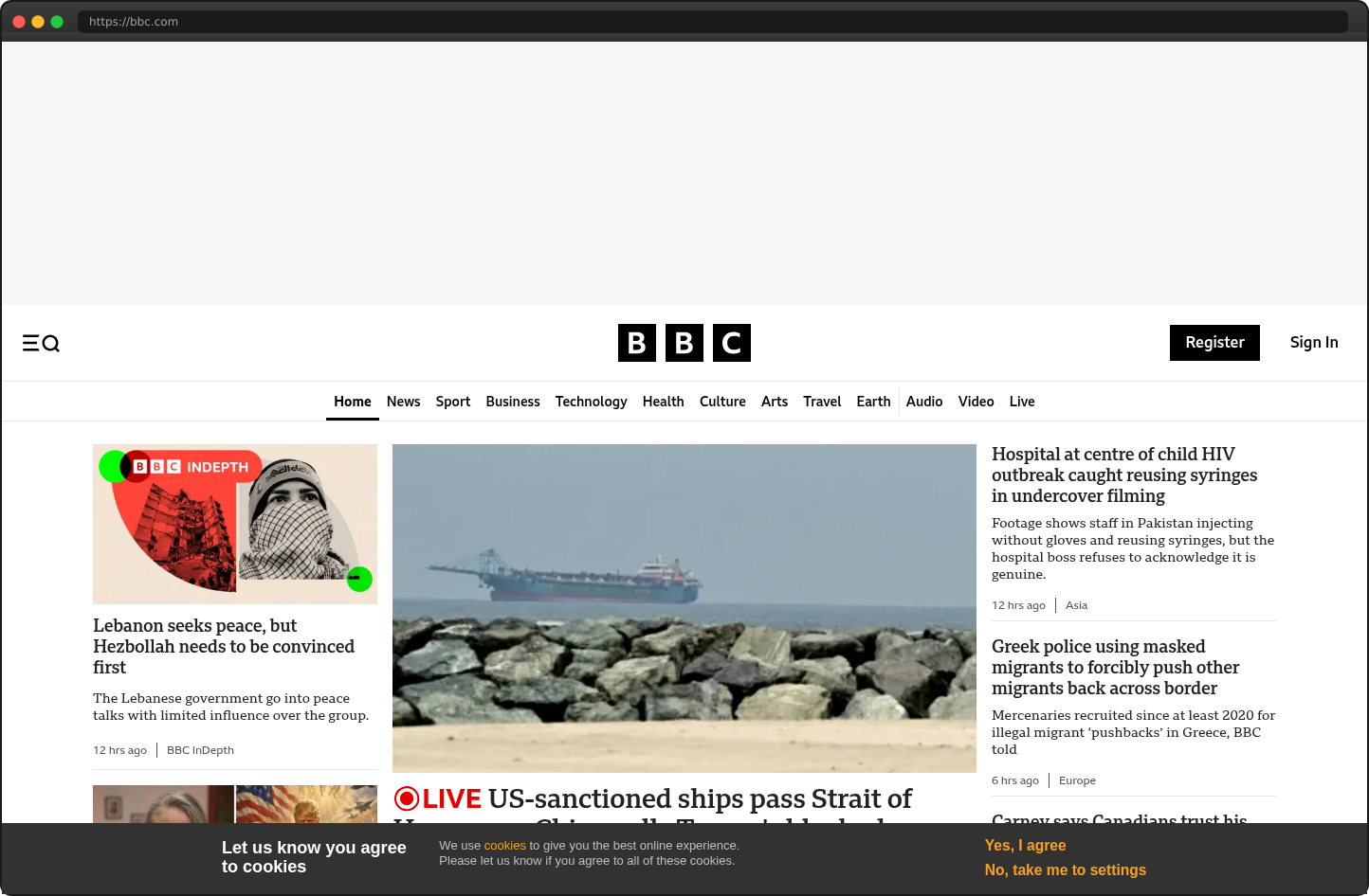 Screenshot of bbc.com