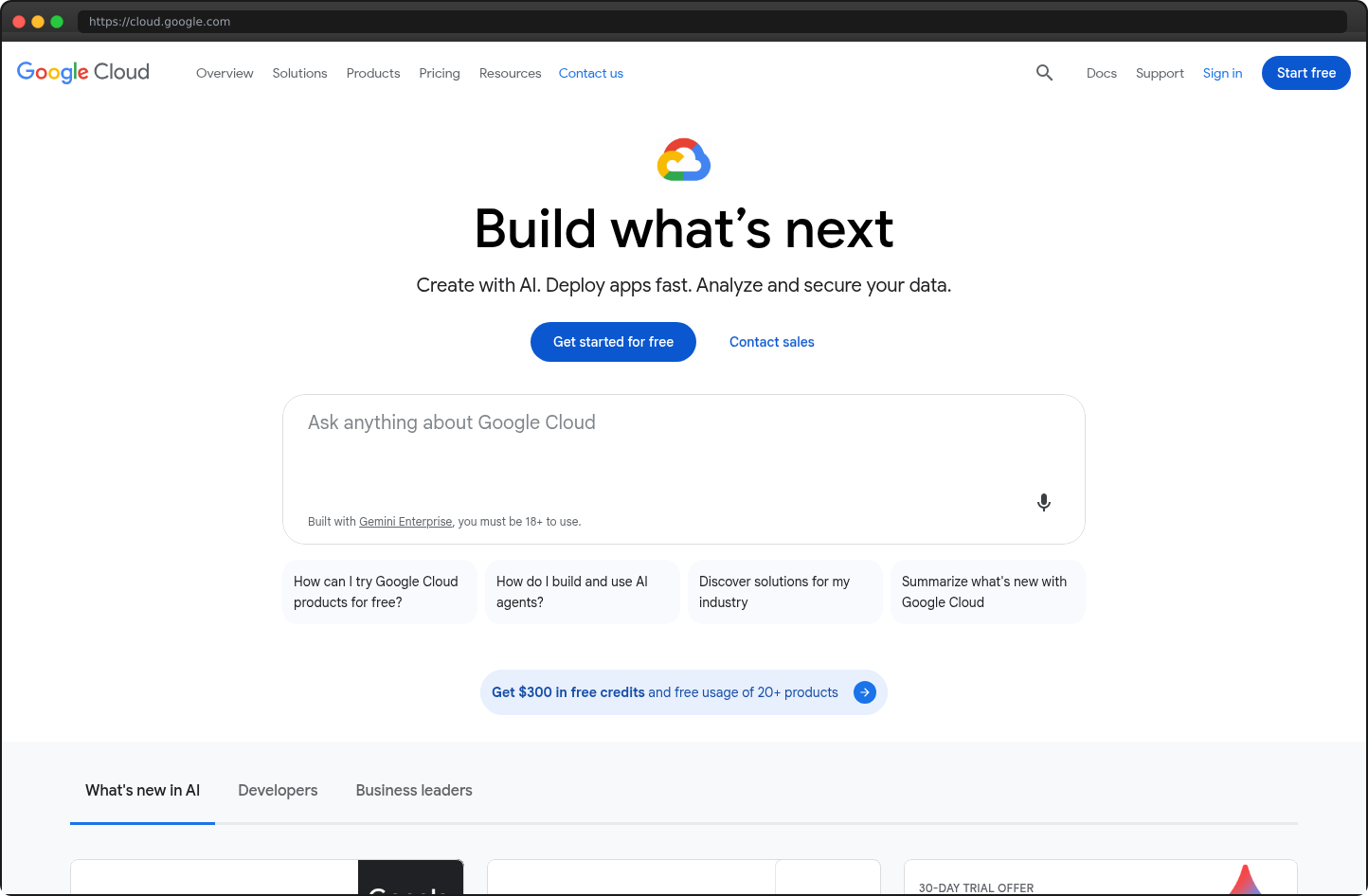 Screenshot of cloud.google.com