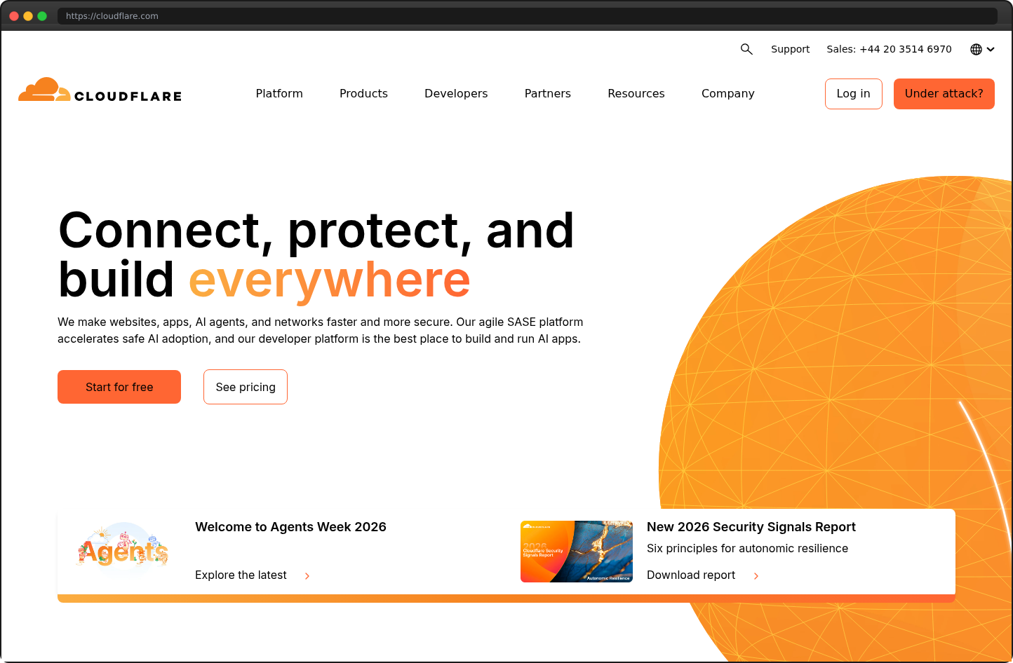 Screenshot of cloudflare.com