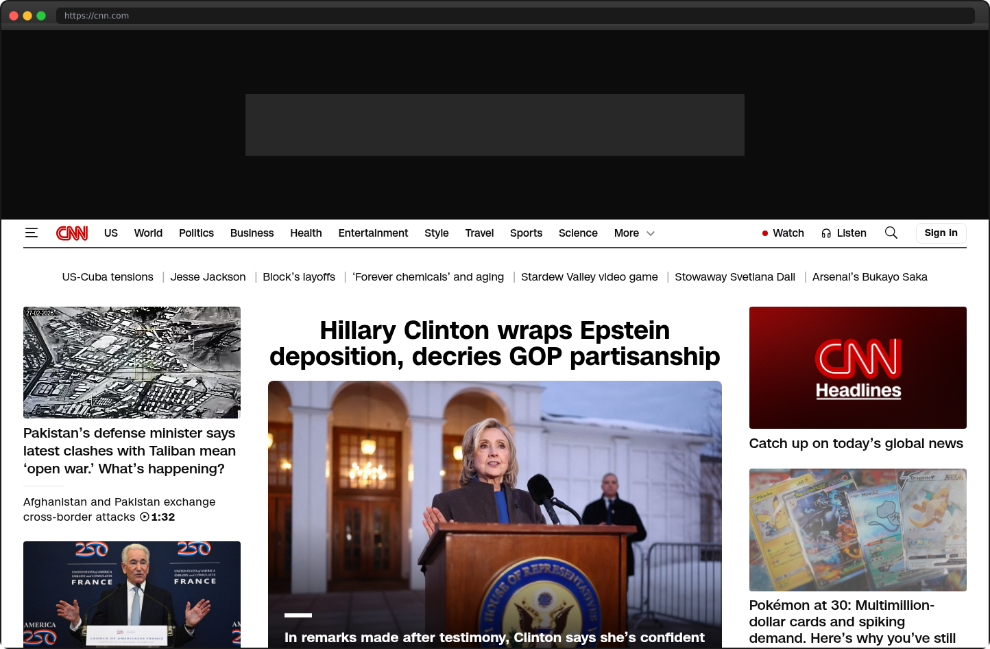Screenshot of cnn.com