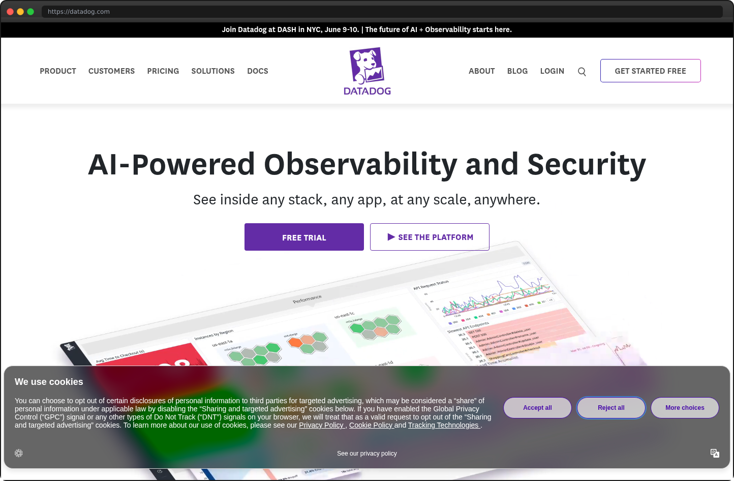 Screenshot of datadog.com