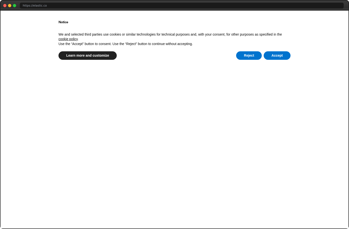 Screenshot of elastic.co