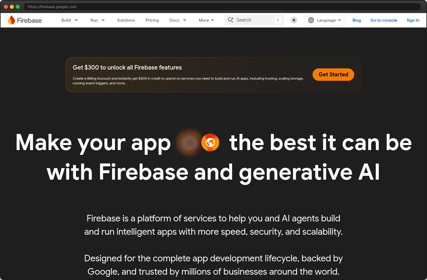 Screenshot of firebase.google.com