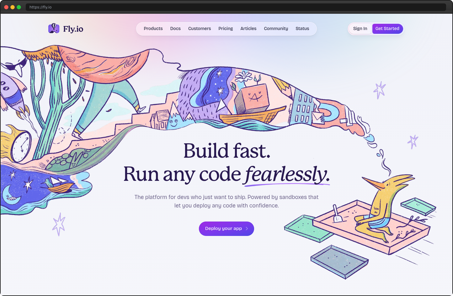 Screenshot of fly.io