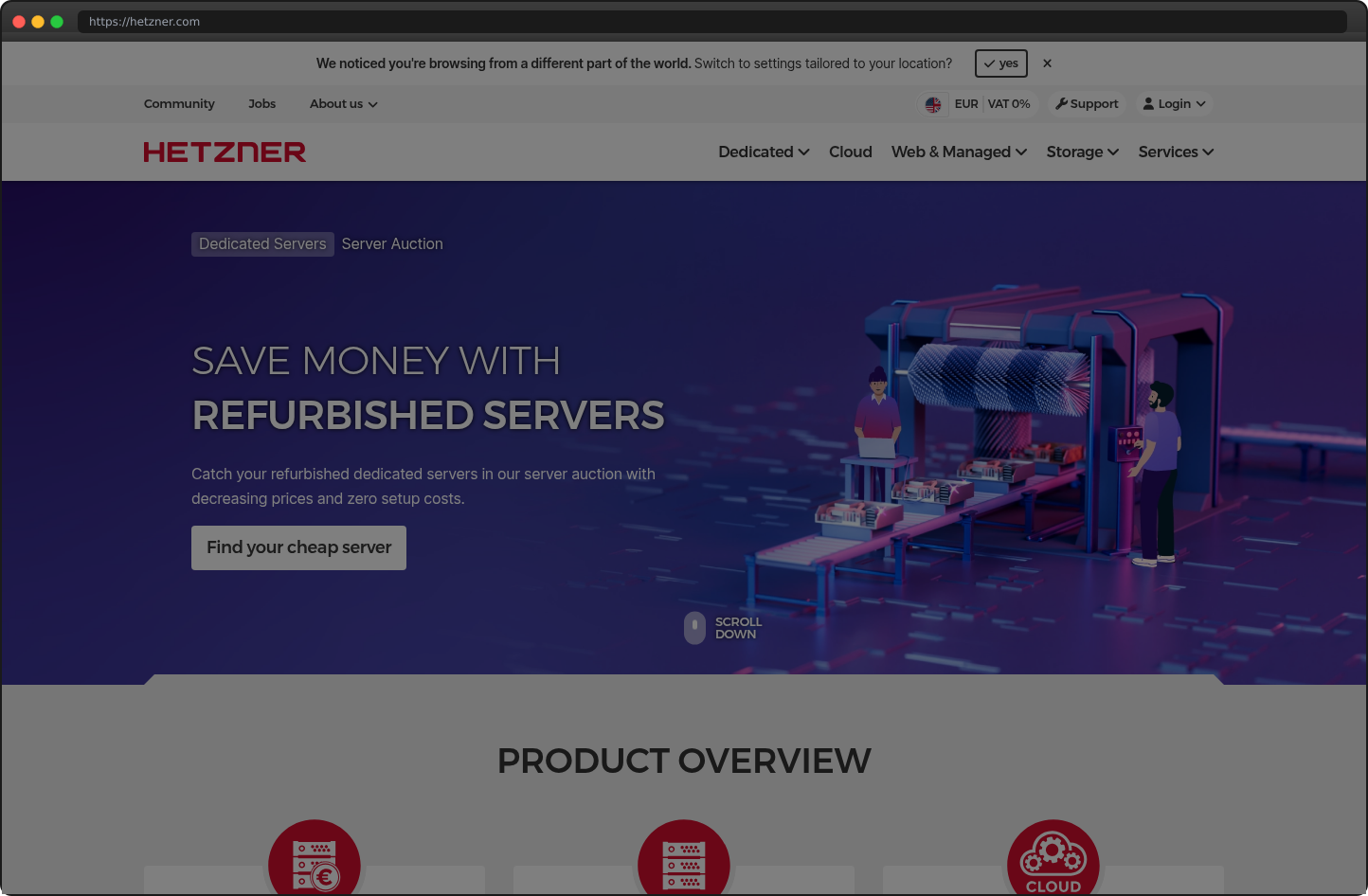 Screenshot of hetzner.com