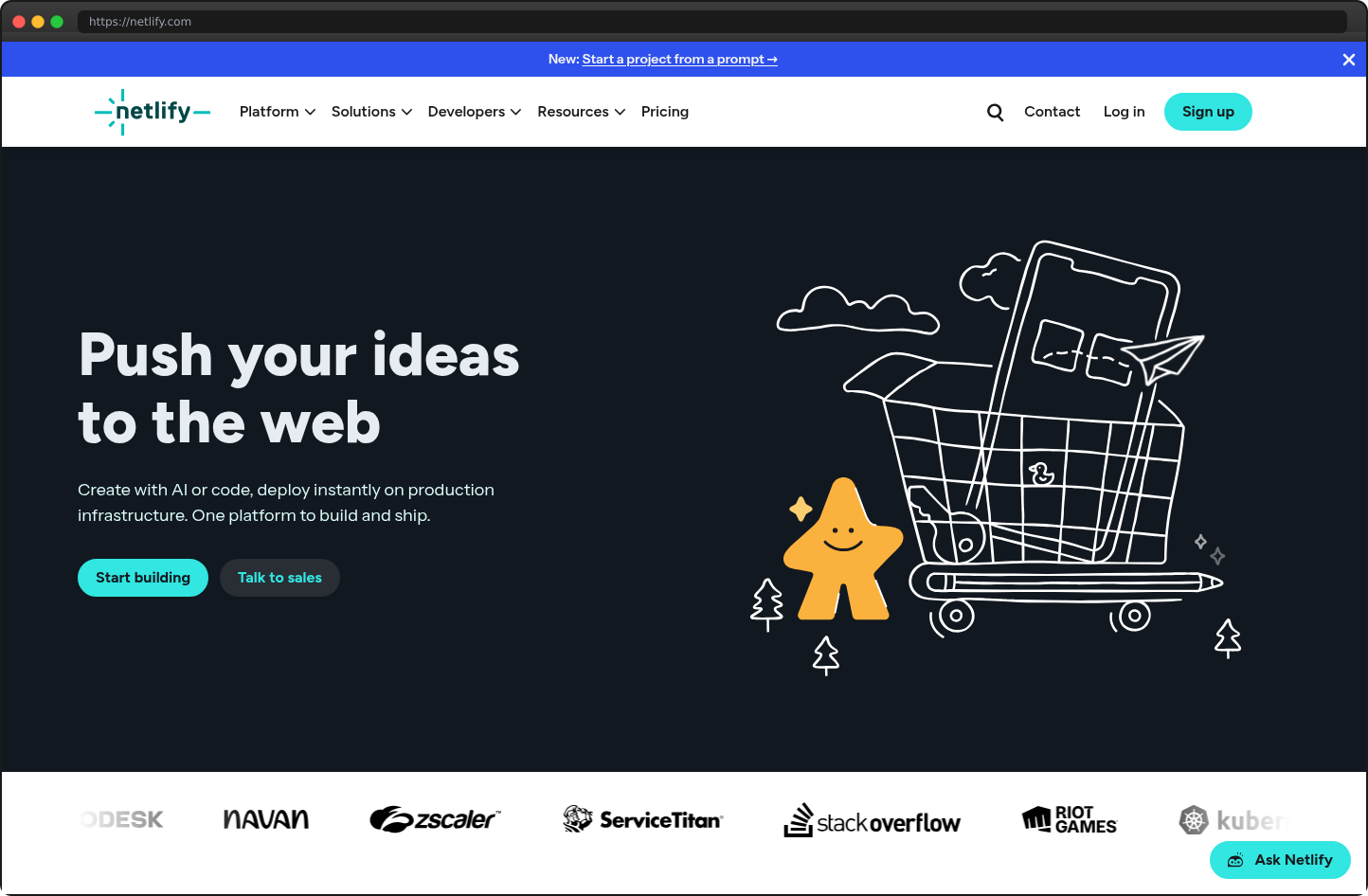 Screenshot of netlify.com