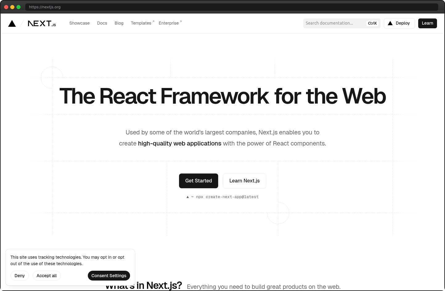 Screenshot of nextjs.org