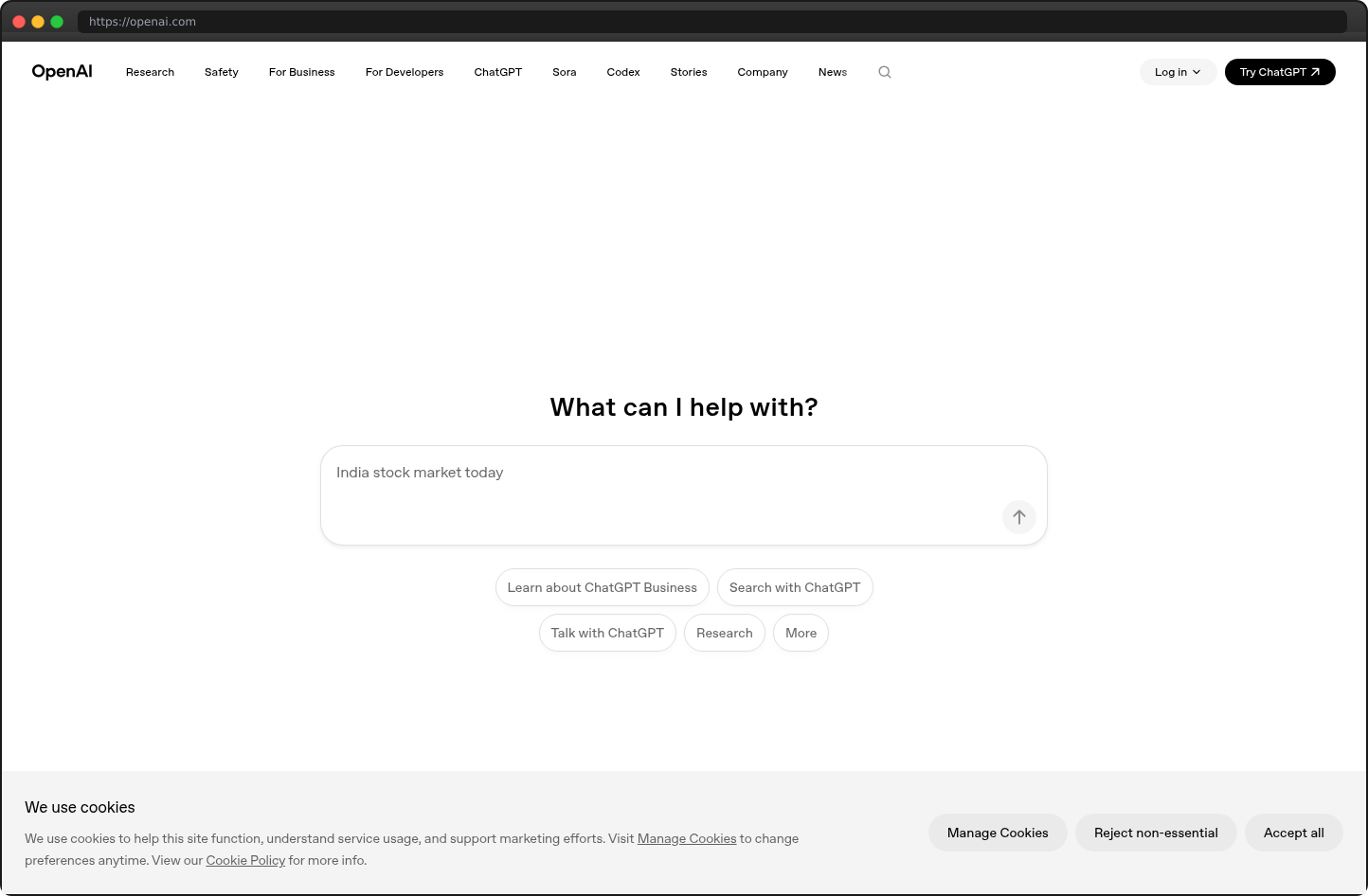 Screenshot of openai.com