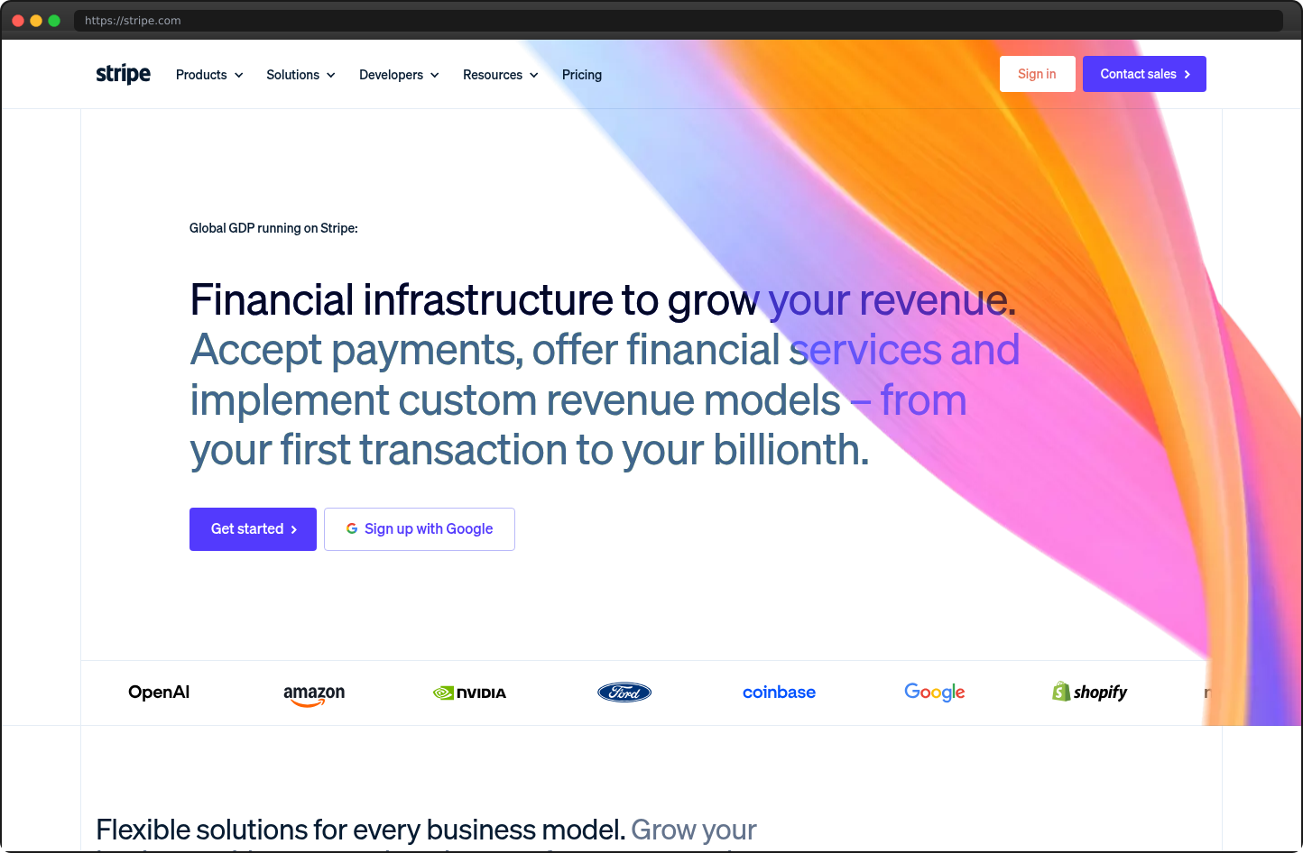 Screenshot of stripe.com