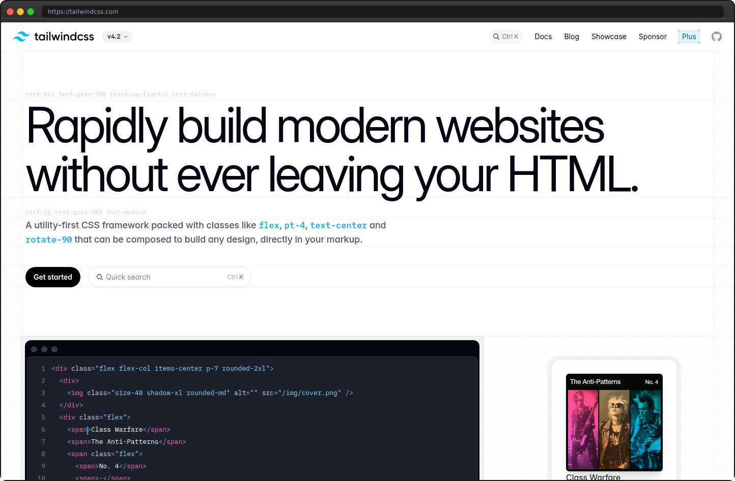 Screenshot of tailwindcss.com