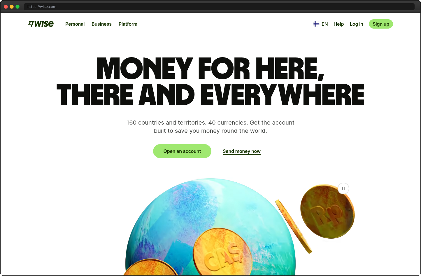 Screenshot of wise.com