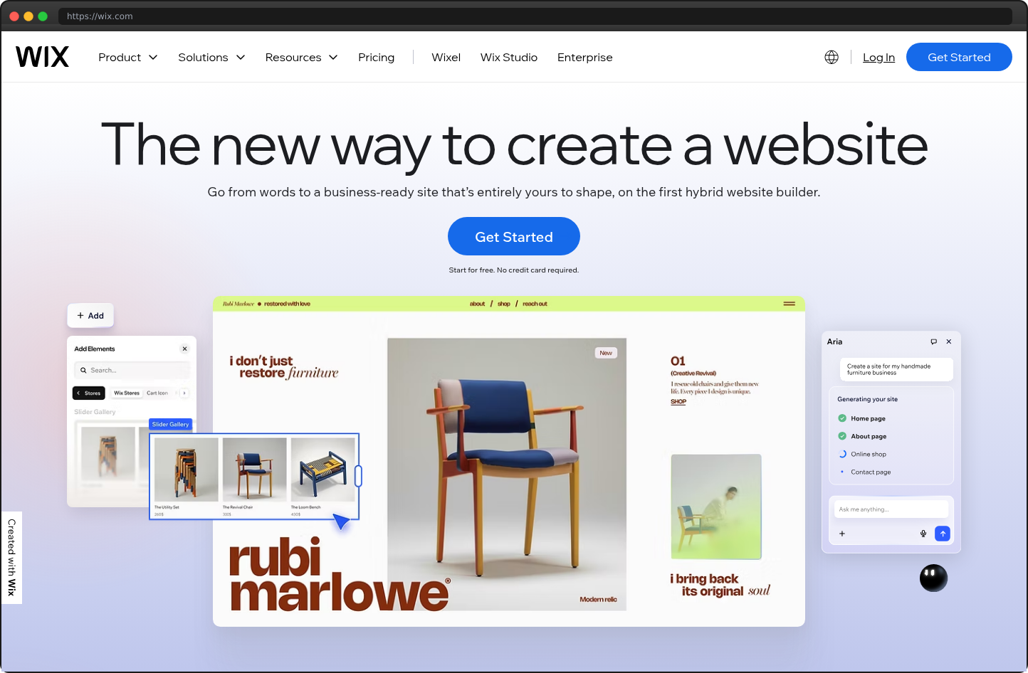 Screenshot of wix.com