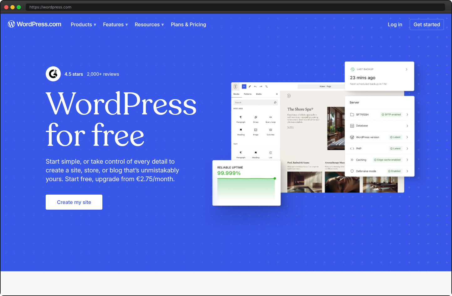 Screenshot of wordpress.com