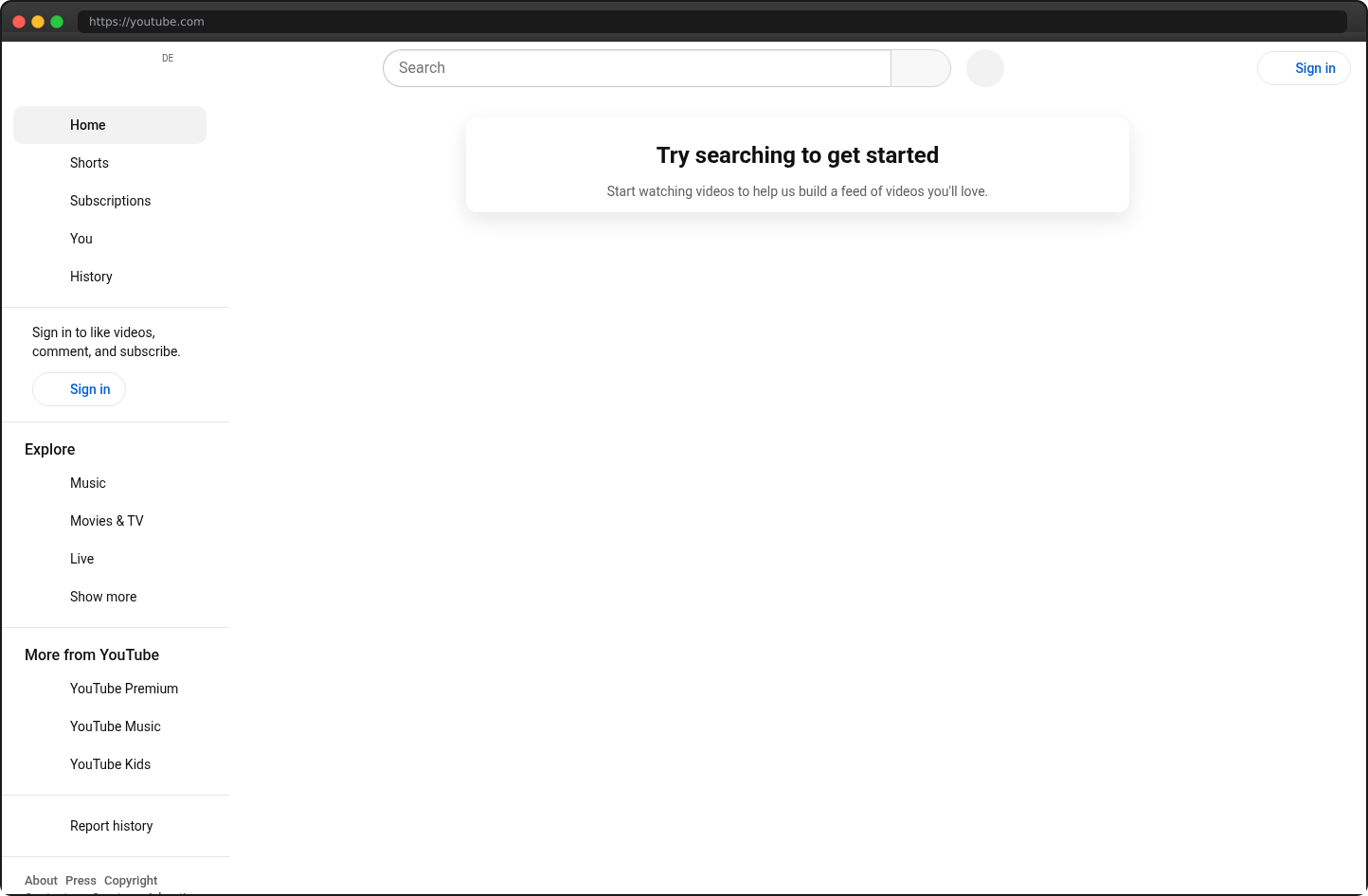 Screenshot of youtube.com