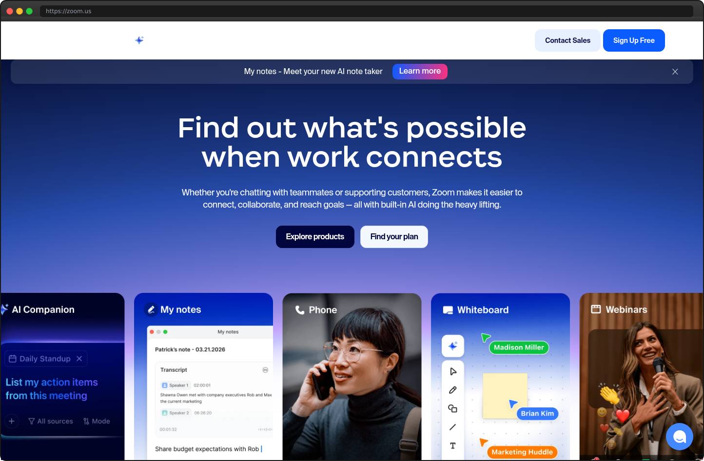 Screenshot of zoom.us